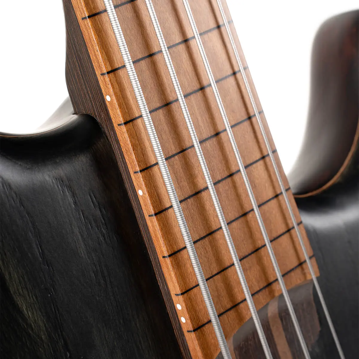 Cort B4 Element FL, Fretless Trans Black Bass Guitar - Image 5