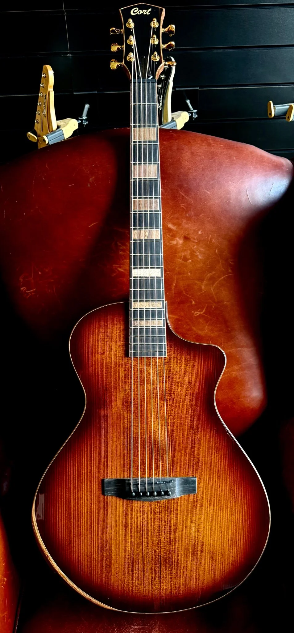 Cort Modern Tobacco Burst Electro Acoustic Guitar with Case  Inc. Fishman Matrix - Image 17