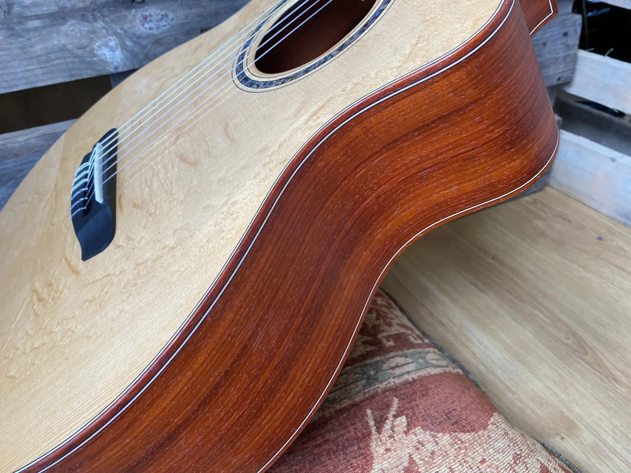 Dowina Master Built Strip Padauk HC Deluxe With Torrified Swiss Spruce Top (Nylon) - Image 15