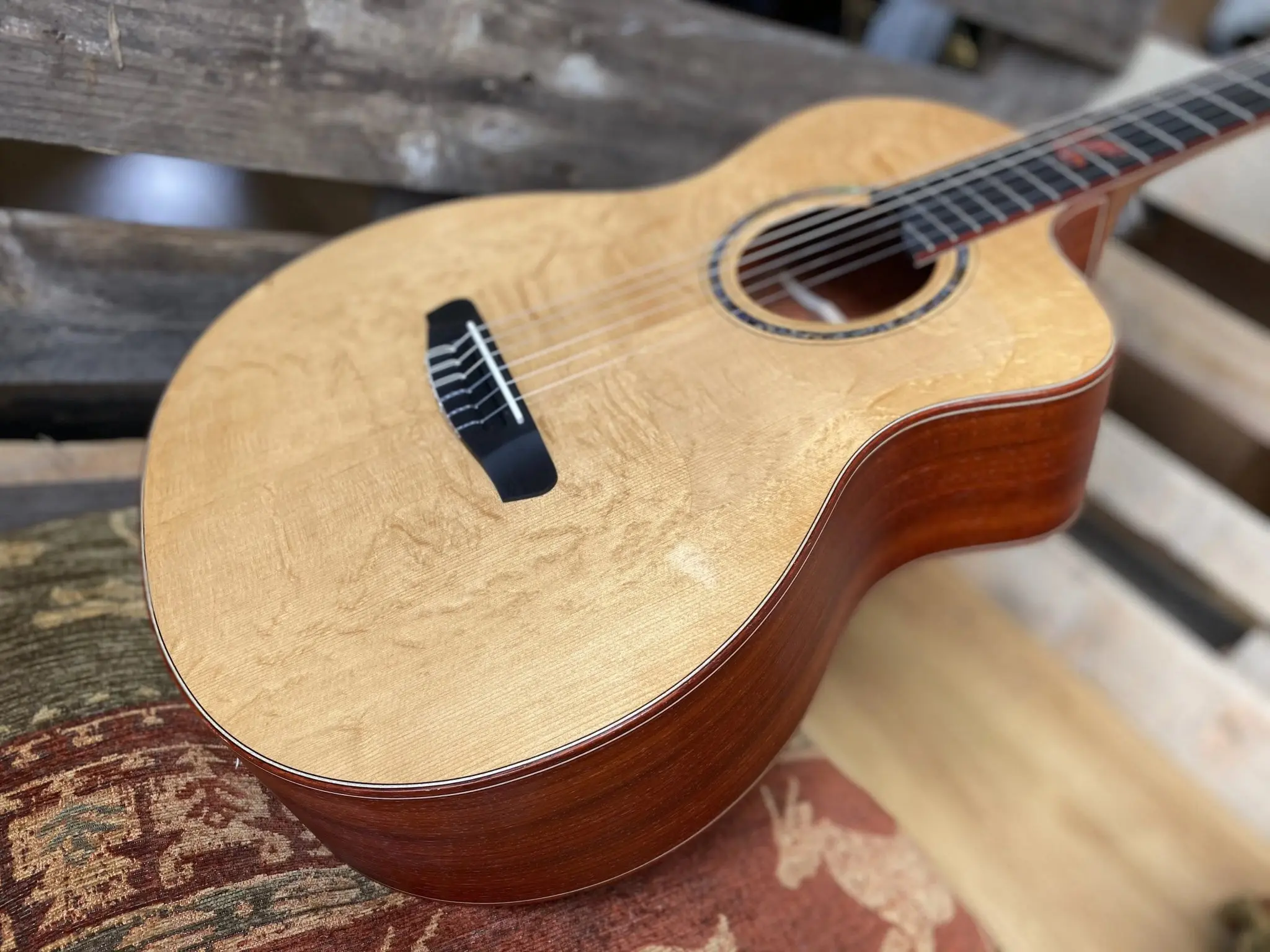Dowina Master Built Strip Padauk HC Deluxe With Torrified Swiss Spruce Top (Nylon) - Image 17