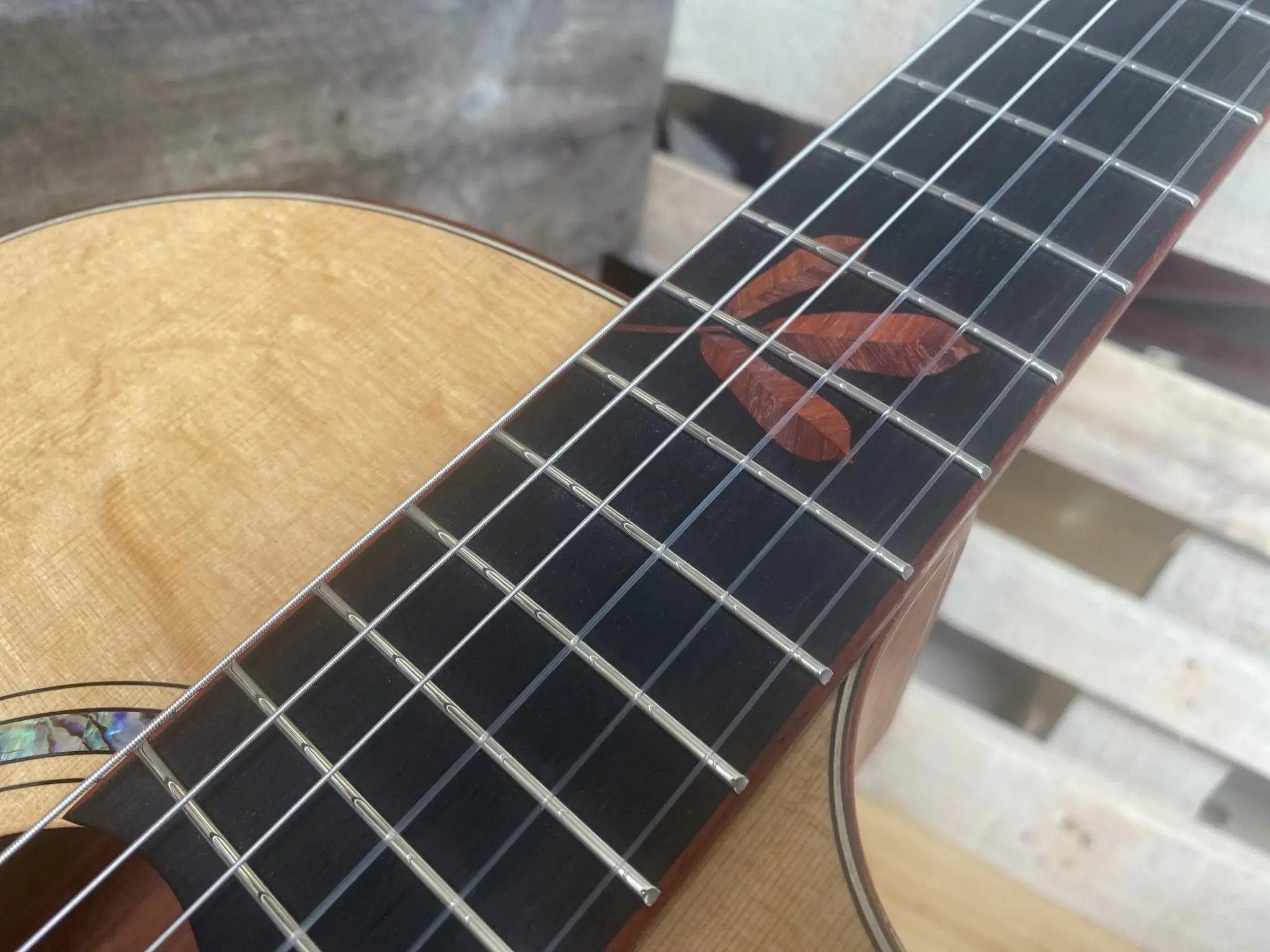 Dowina Master Built Strip Padauk HC Deluxe With Torrified Swiss Spruce Top (Nylon) - Image 3