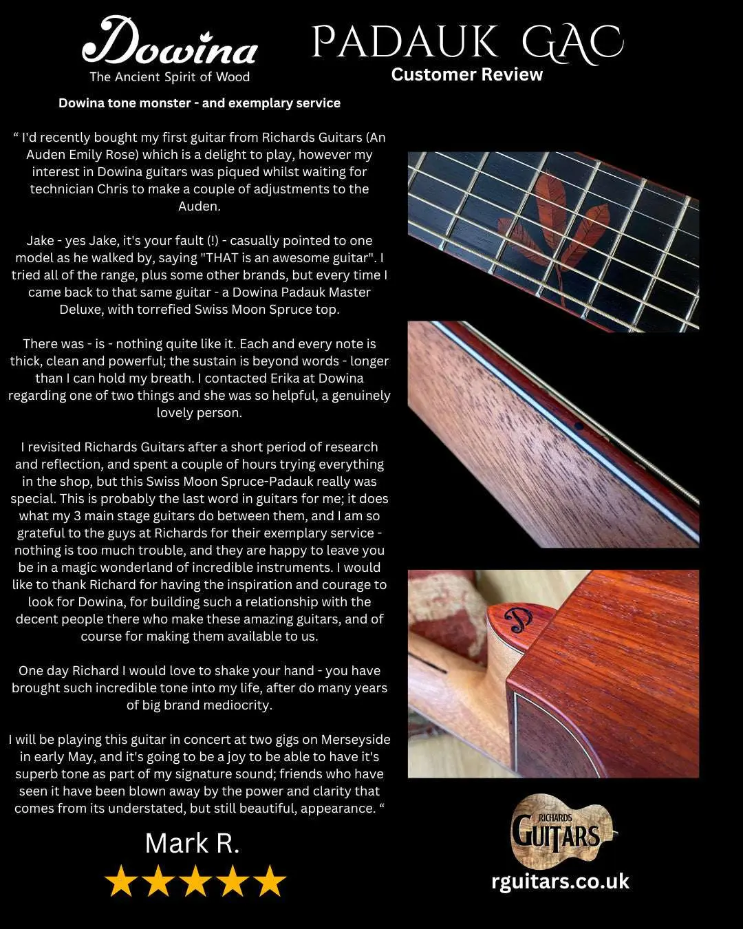 Dowina PADAUK GAC Deluxe (Torrified Swiss Moon Spruce) - Image 4