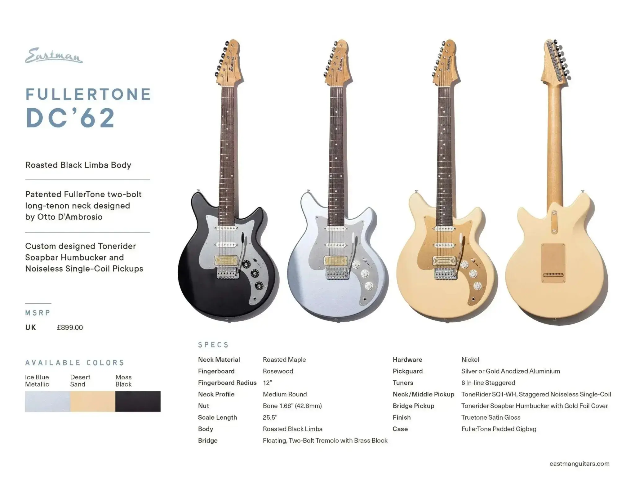 Eastman Fullertone DC62 Desert Sand  (Price inc. Custom Pro Setup Package) - Image 14
