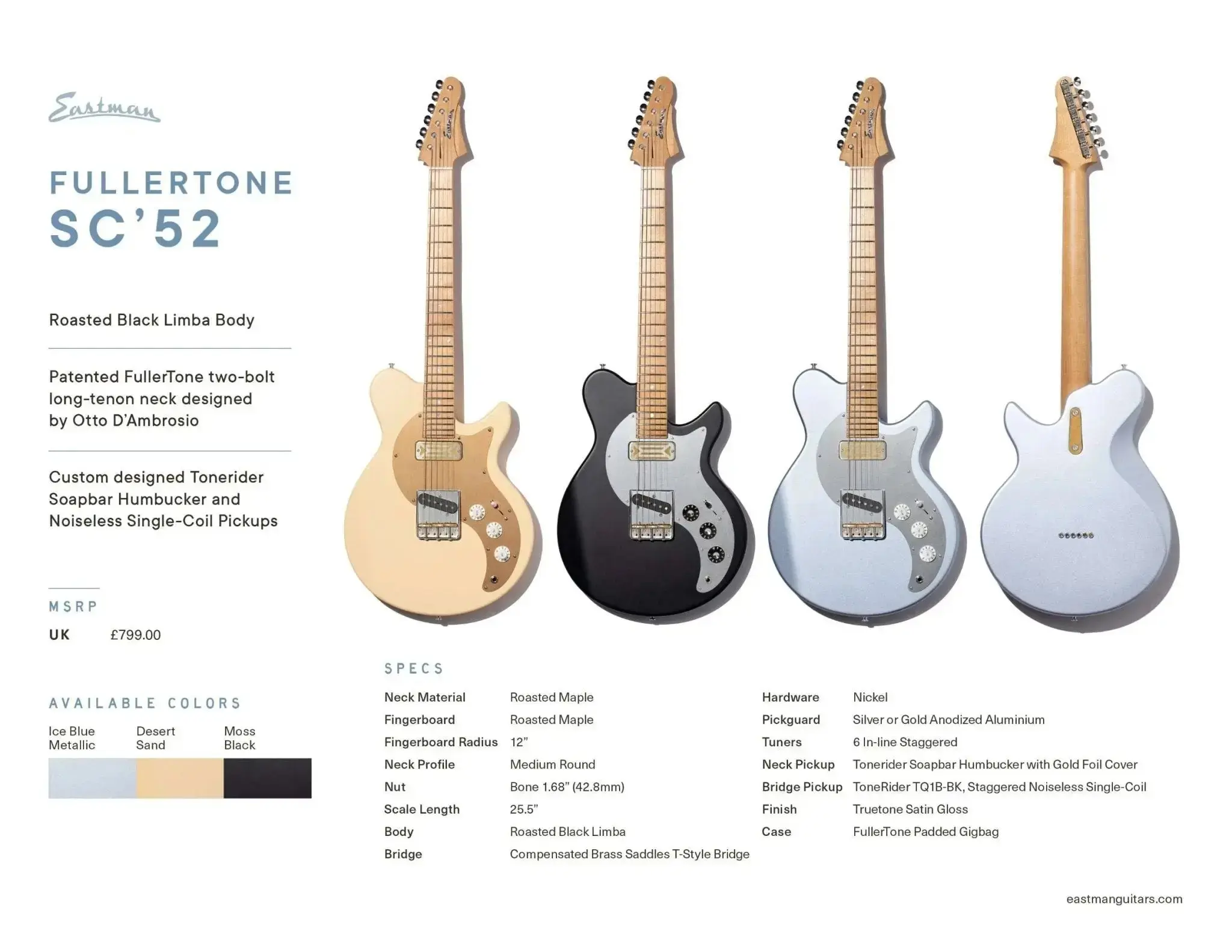 Eastman Fullertone SC52 Moss Black  (Price inc. Custom Pro Setup Package) - Image 23