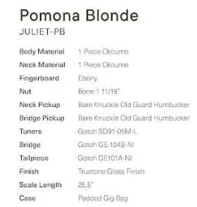 Eastman Juliet-PB Pomona Blonde  (Price inc. Custom Pro Setup Package) - Image 7
