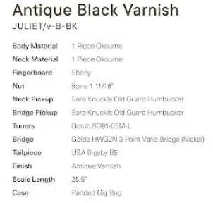 Eastman Juliet V//B-BK Antique Black With Bigsby  (Price inc. Custom Pro Setup Package) - Image 2