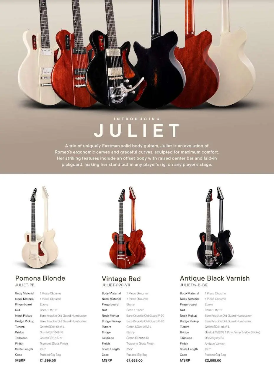 Eastman Juliet V//B-BK Antique Black With Bigsby  (Price inc. Custom Pro Setup Package) - Image 5