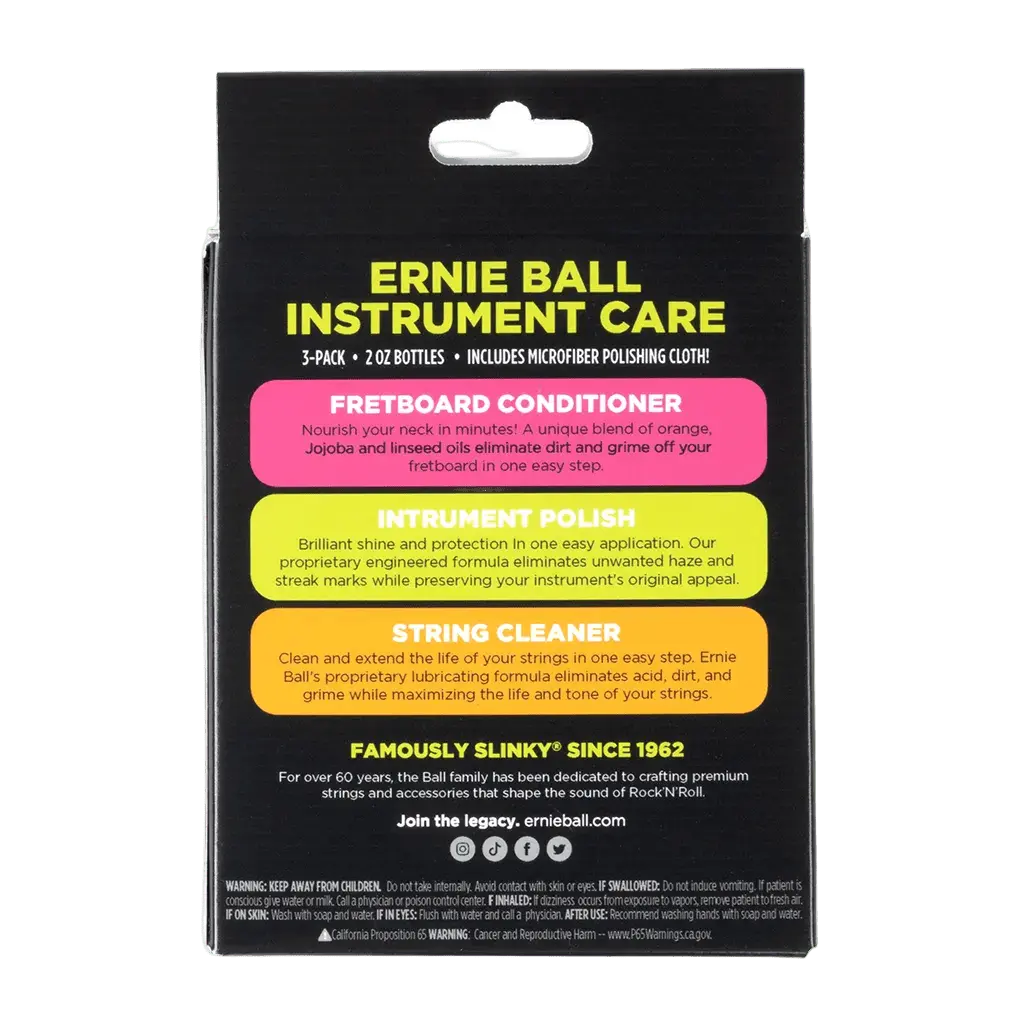 Ernie Ball  Instrument Care 3-PACK W/Microfibre Cloth (All You Need For Body, Strings & Fretboard) - Image 3