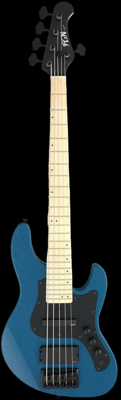 FGN J Standard Mighty Jazz, JMJ52ASHDEM Open Pore Blue Bass Guitar - Image 2