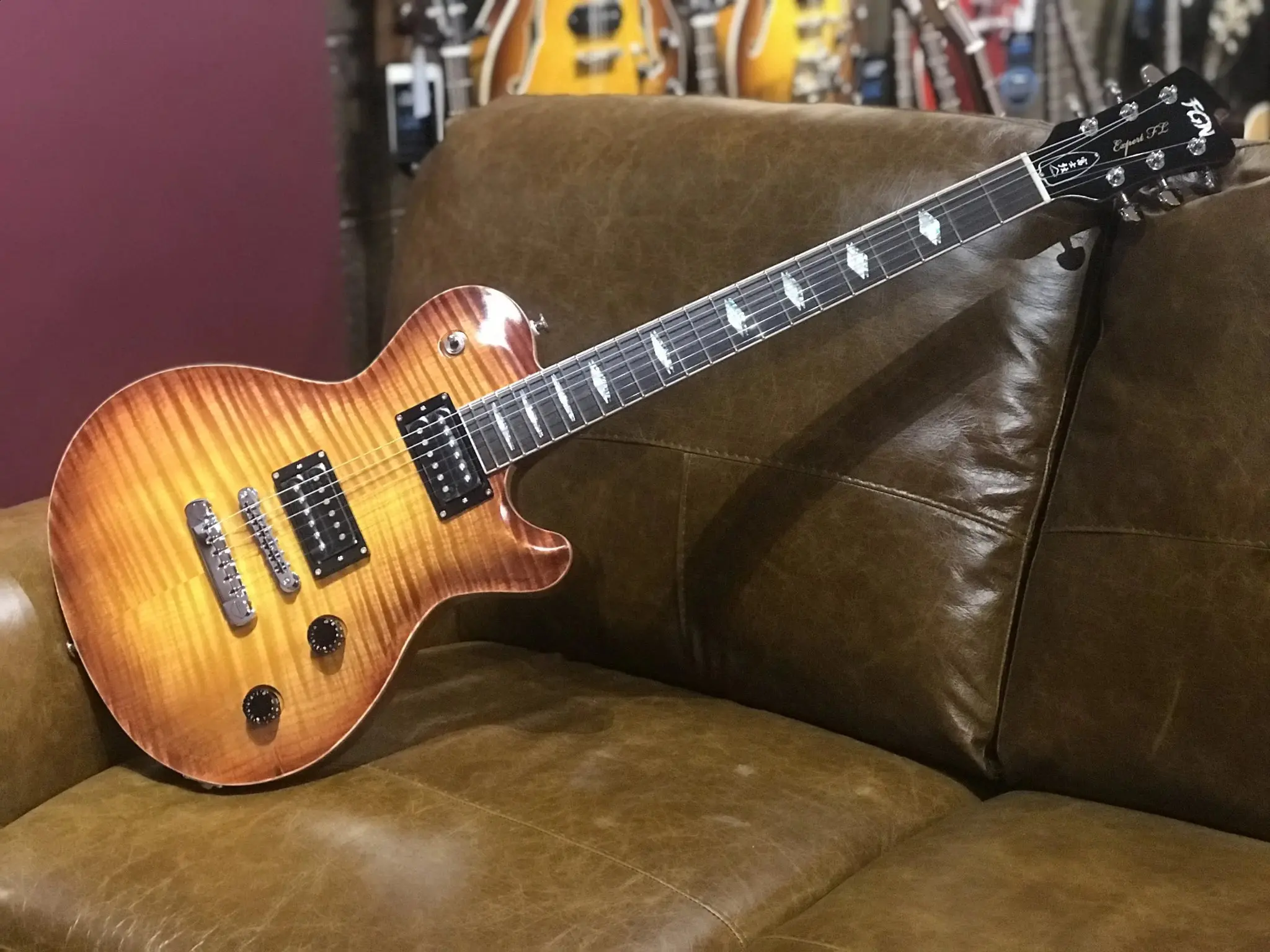 FGN Expert Flame, EFLFMR Vintage Violin Electric Guitar - Image 2