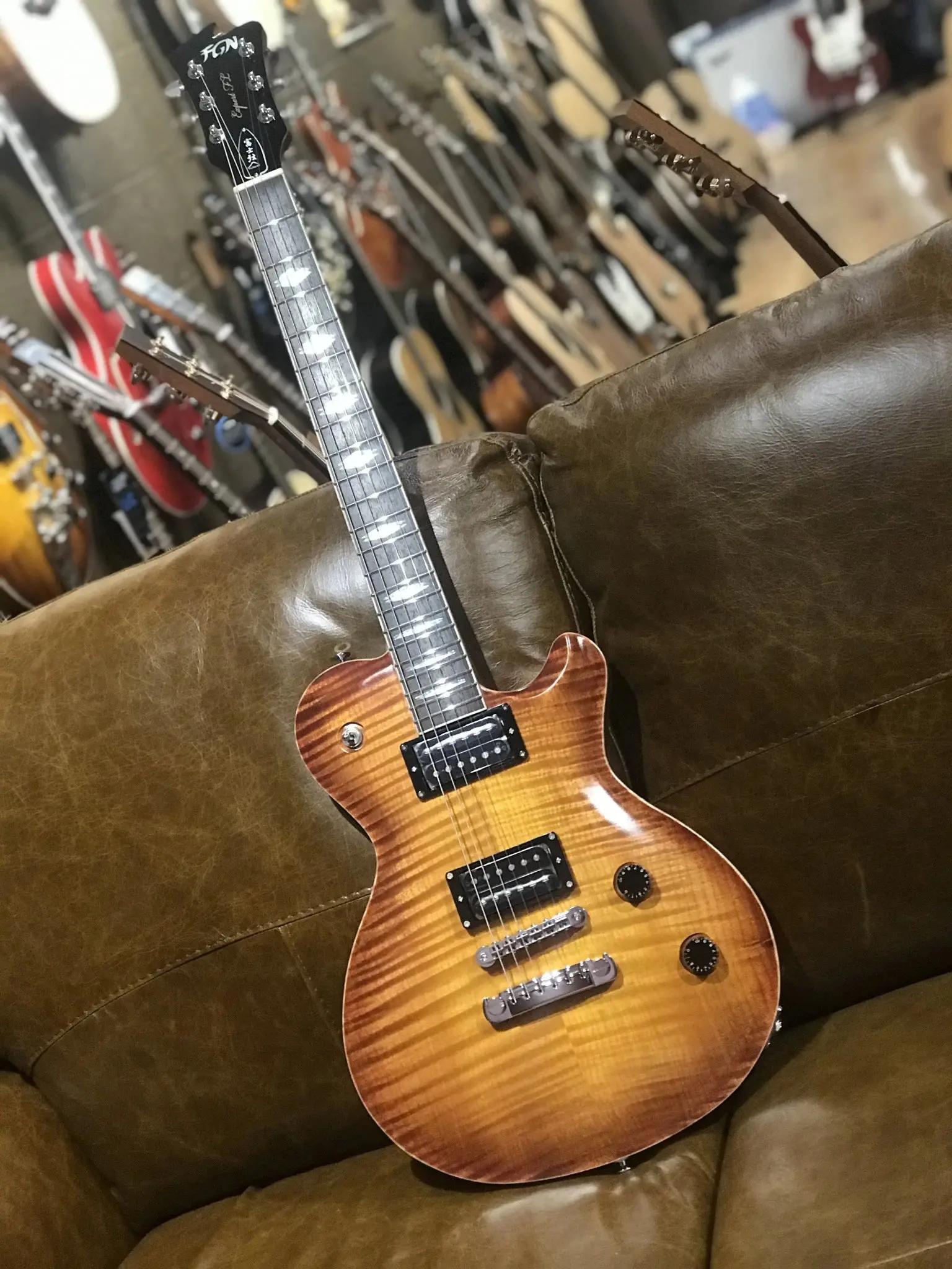 FGN Expert Flame, EFLFMR Vintage Violin Electric Guitar - Image 9