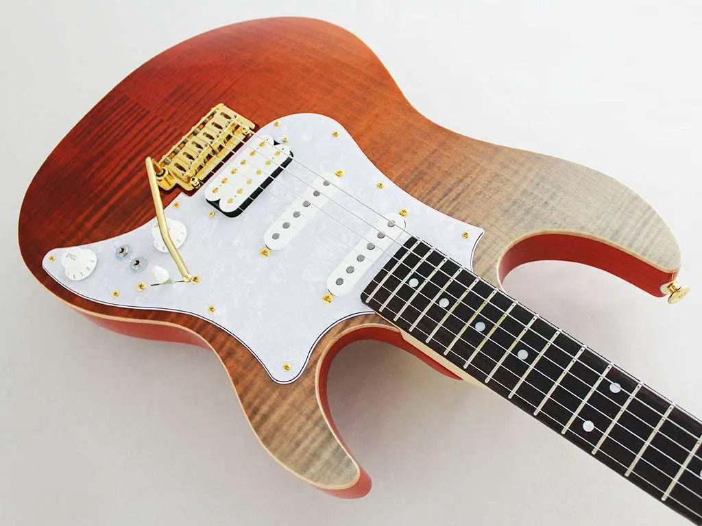 FGN Expert Odyssey, Ripe Kaki Gradation Electric Guitar - Image 3