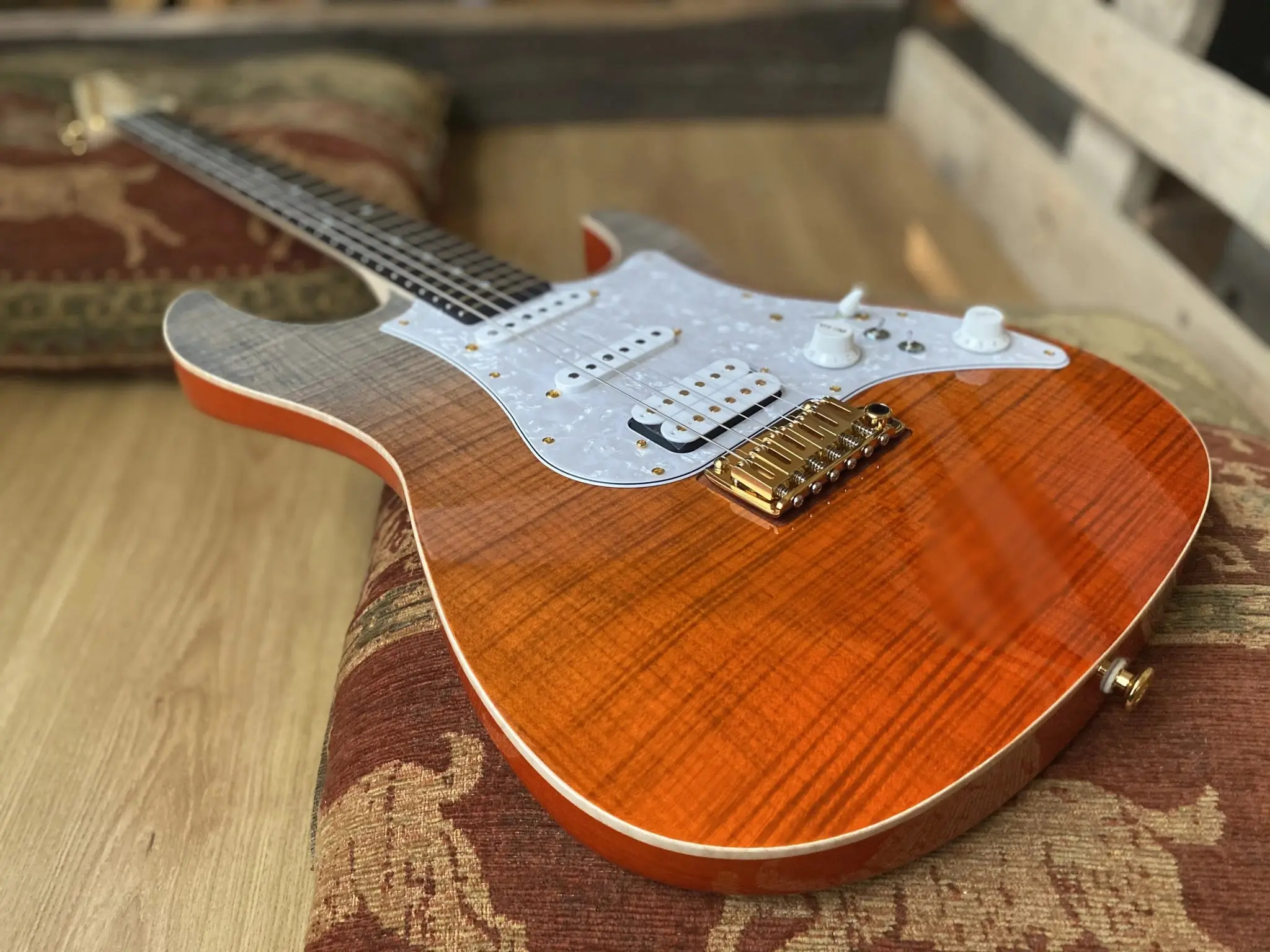 FGN Expert Odyssey, Ripe Kaki Gradation Electric Guitar - Image 9