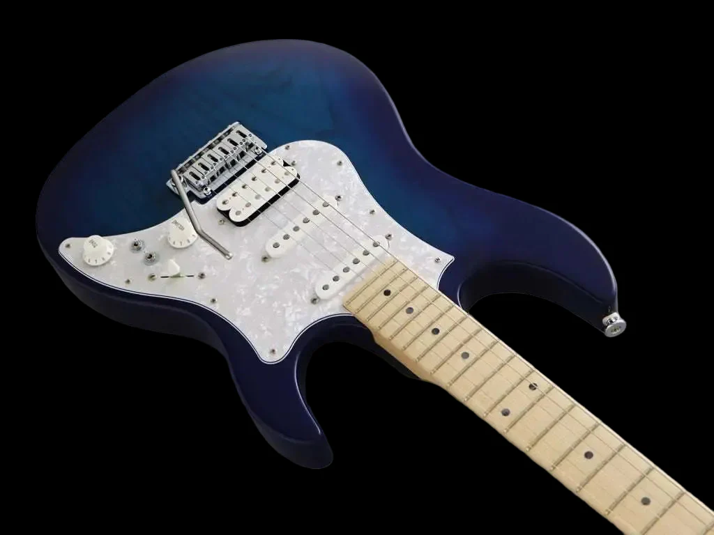 FGN Expert Odyssey, See-Thru Blue Burst Electric Guitar - Image 4