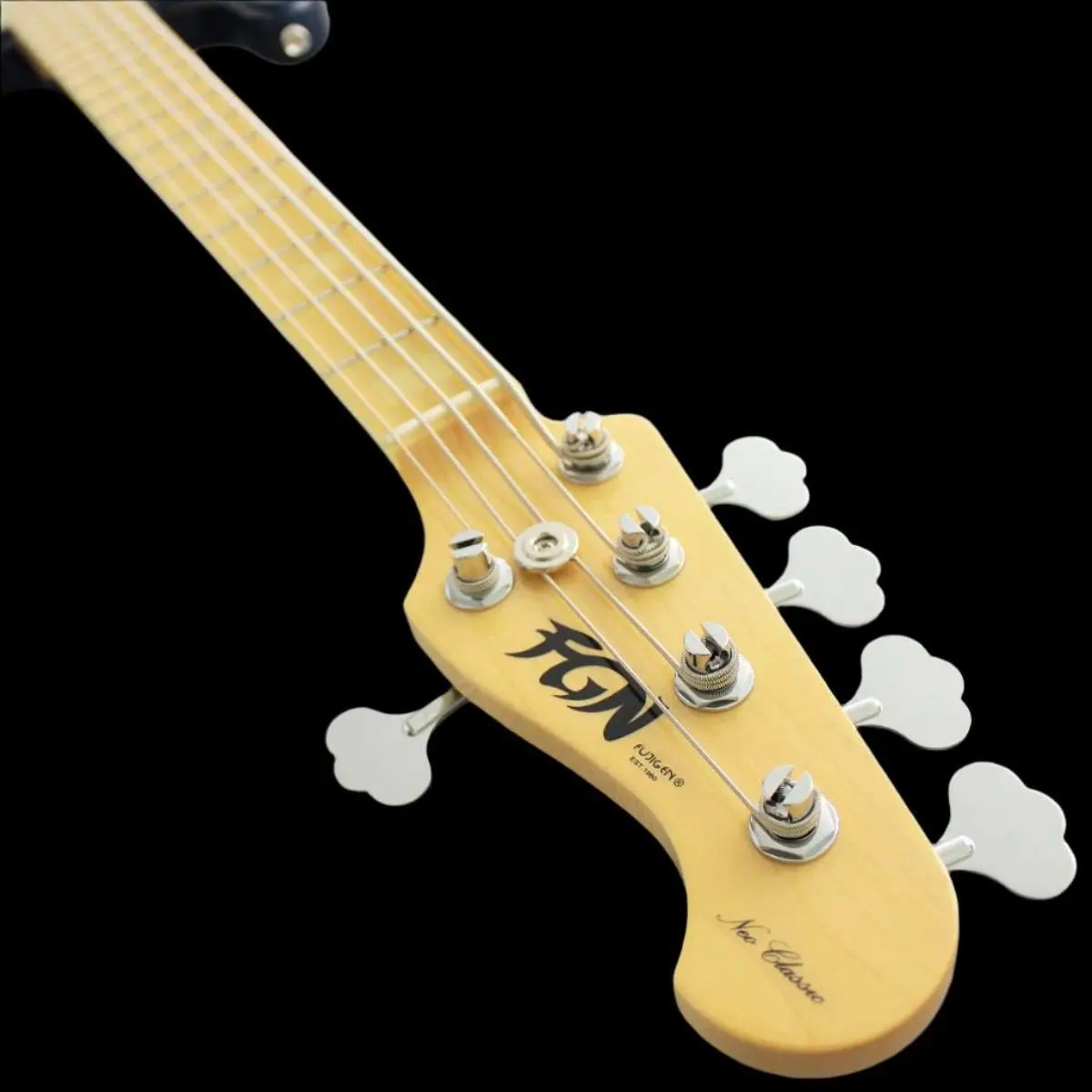 FGN Neoclassic NJB100MBAHV, See Thru Blue Burst 5 String Bass Guitar - Image 3
