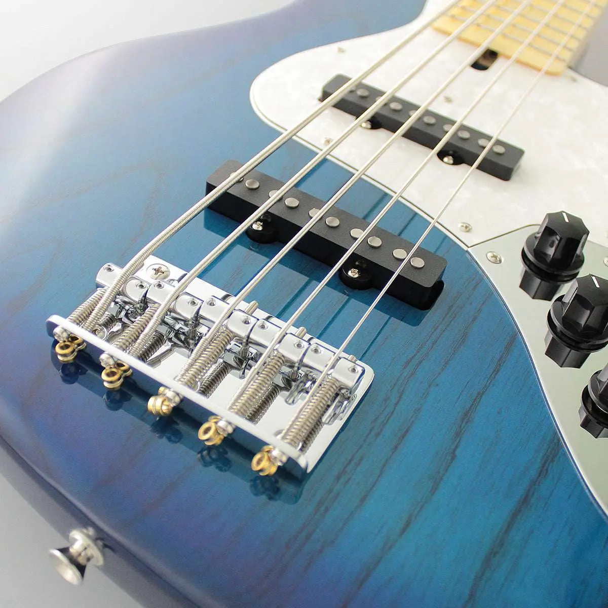 FGN Neoclassic NJB100MBAHV, See Thru Blue Burst 5 String Bass Guitar - Image 7