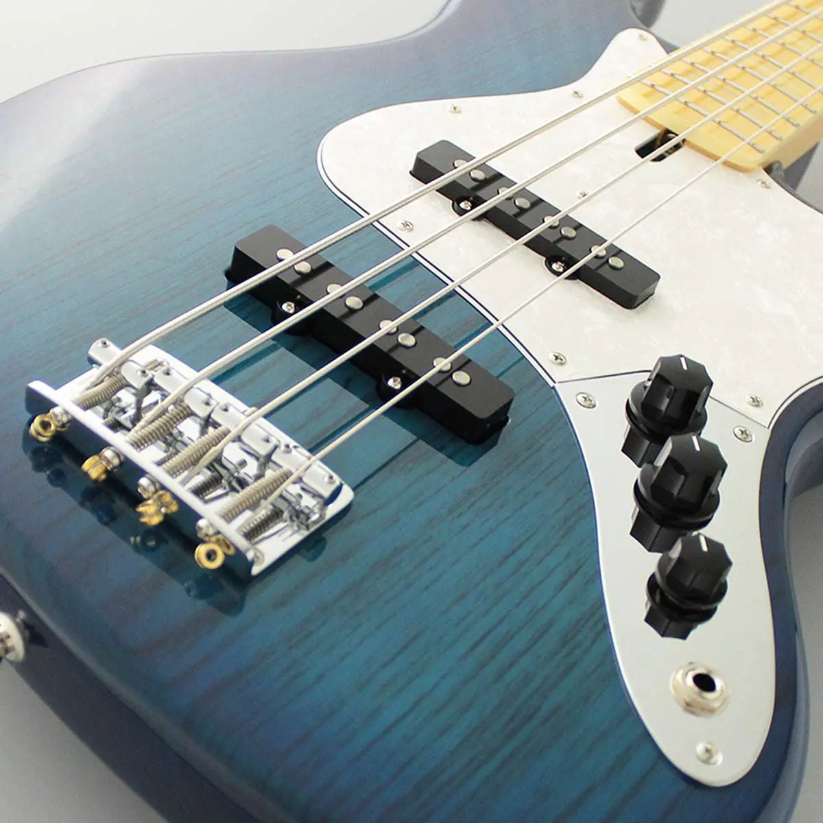 FGN Neoclassic NJB100MBAH, See Thru Blue Burst Bass Guitar - Image 4