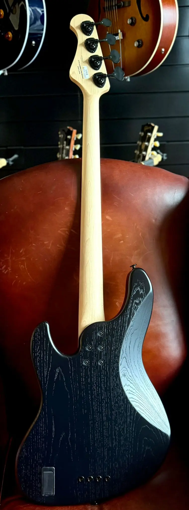 FGN J Standard Mighty Jazz, JMJ2ASHDEM Open Pore Black Bass Guitar - Image 11