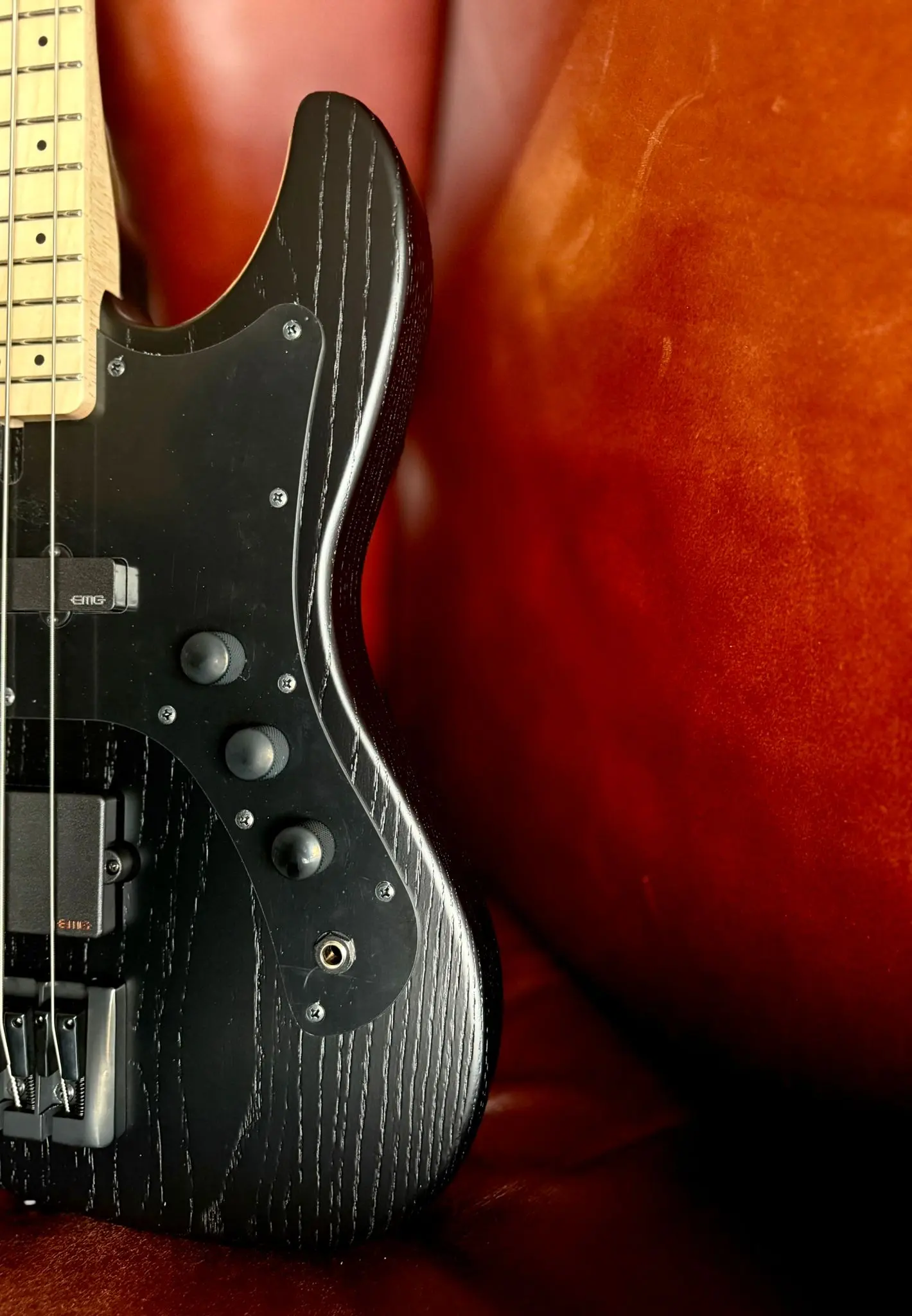 FGN J Standard Mighty Jazz, JMJ2ASHDEM Open Pore Black Bass Guitar - Image 12