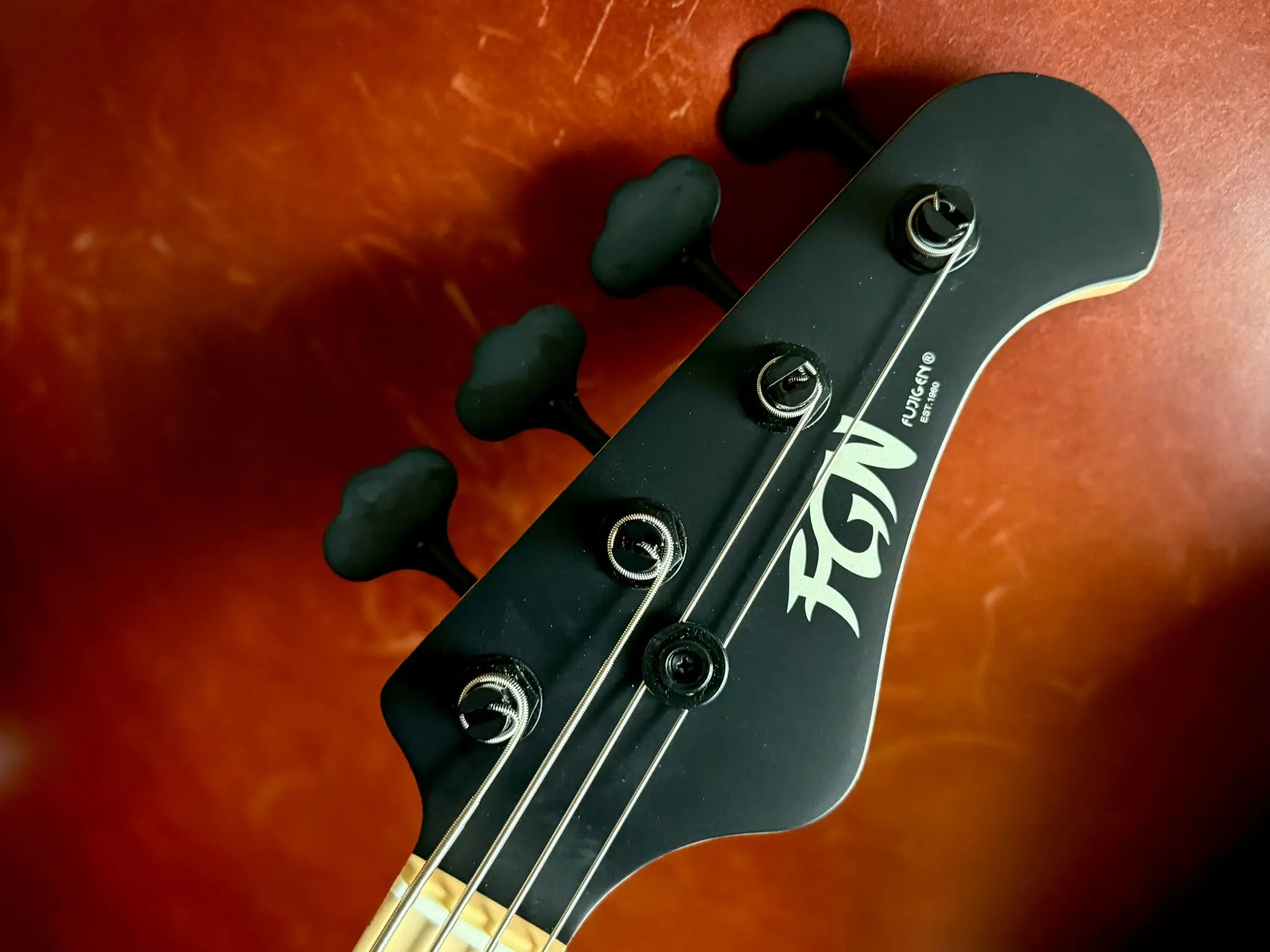 FGN J Standard Mighty Jazz, JMJ2ASHDEM Open Pore Black Bass Guitar - Image 14