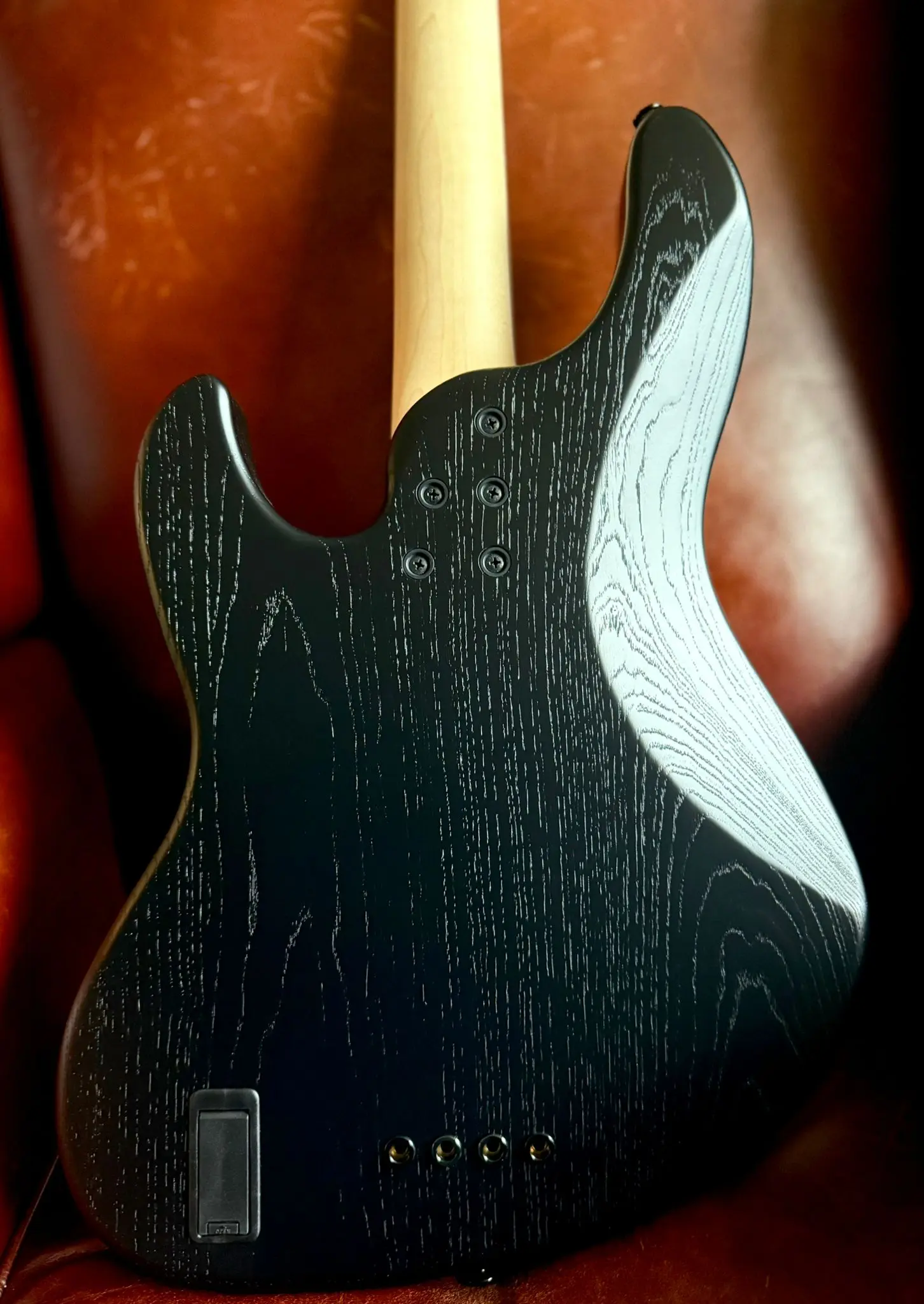 FGN J Standard Mighty Jazz, JMJ2ASHDEM Open Pore Black Bass Guitar - Image 16