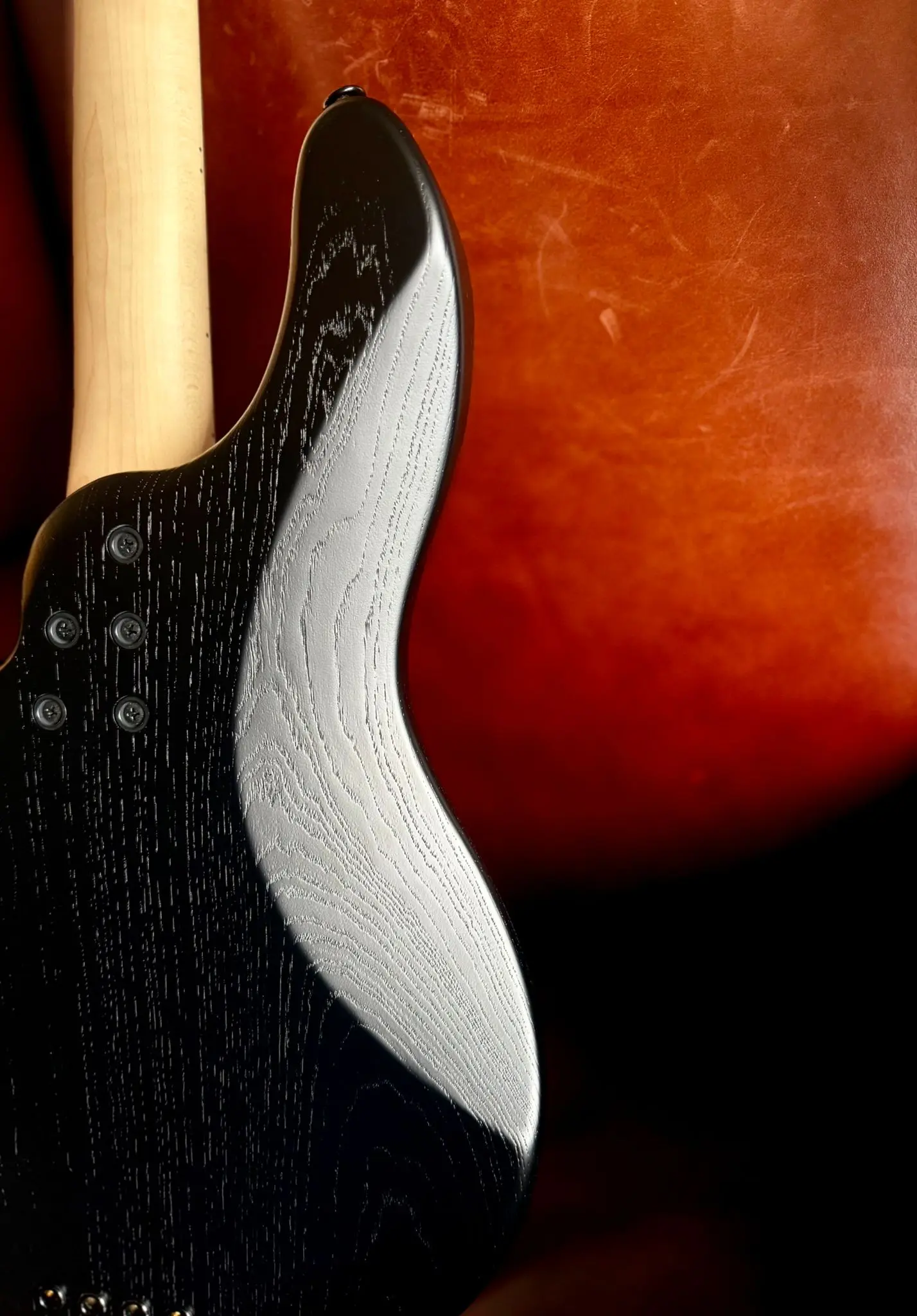 FGN J Standard Mighty Jazz, JMJ2ASHDEM Open Pore Black Bass Guitar - Image 2