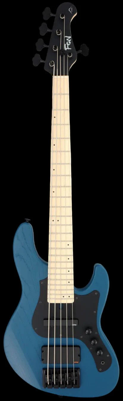 FGN J Standard Mighty Jazz, JMJ53ASHDEM Open Pore Blue Bass Guitar - Image 2