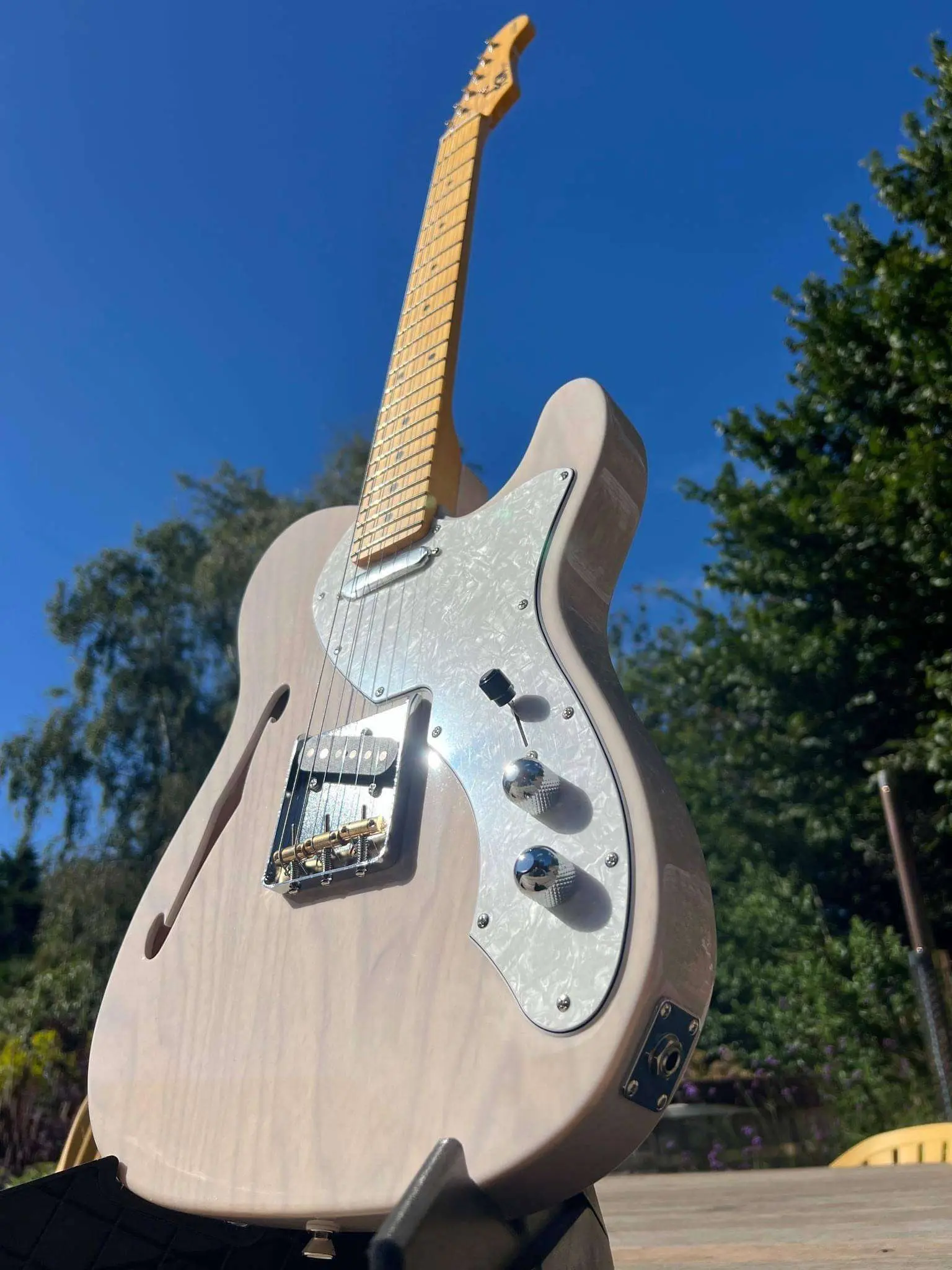 FGN Neoclassic NTE100MAH, White Blonde Thinline Electric Guitar - Image 11