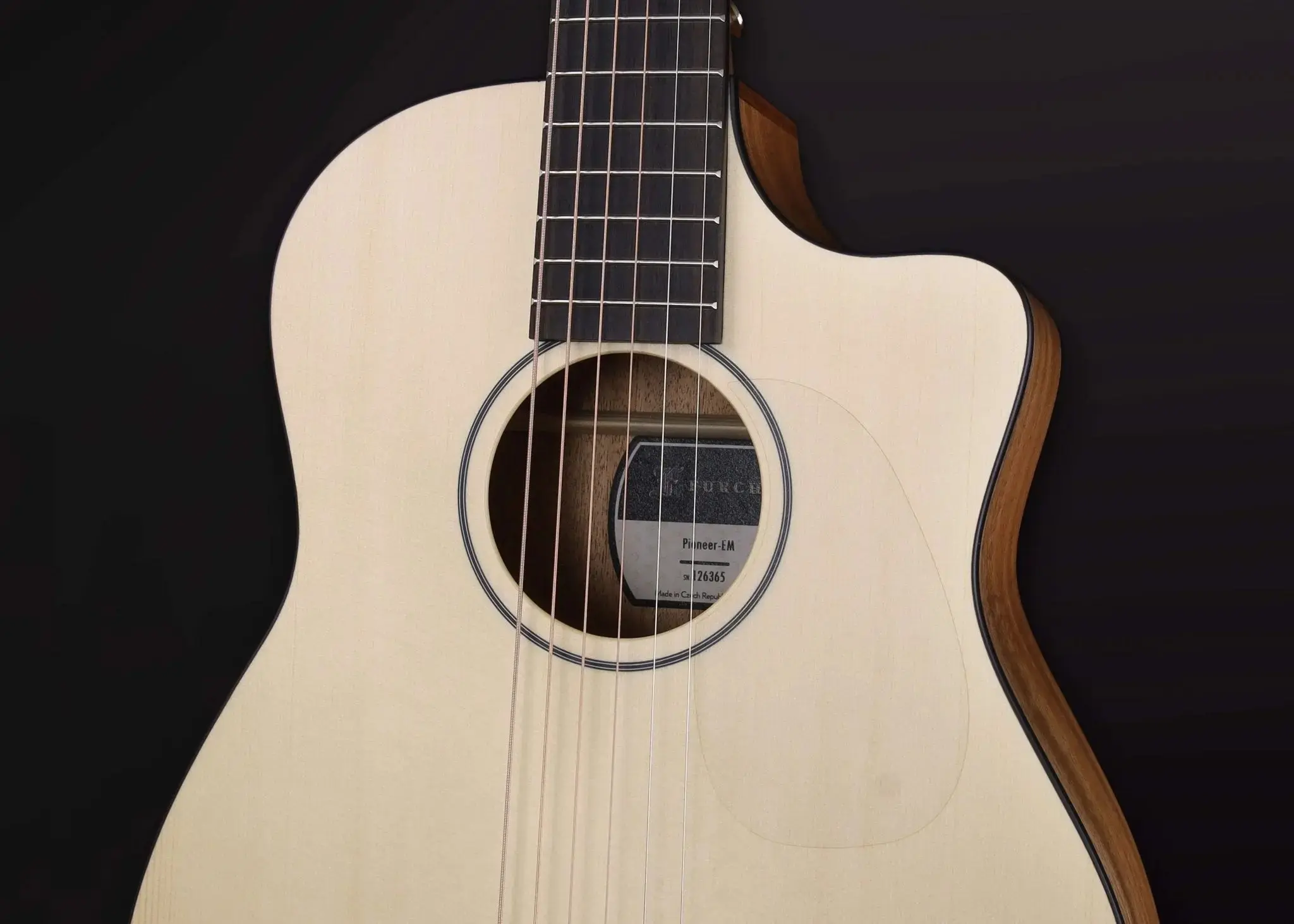Furch Pioneer EM Left Handed: Engelmann spruce top with African mahogany back and sides. (Furch Mini / Travel Guitar) (2026 CNR Active Upgrade Model) Left Handed - Image 10