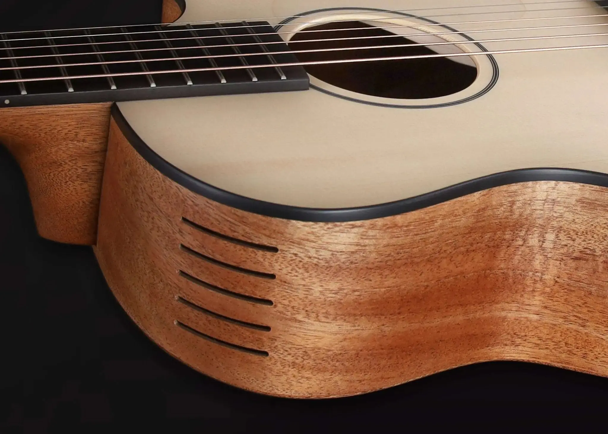 Furch Pioneer EM Left Handed: Engelmann spruce top with African mahogany back and sides. (Furch Mini / Travel Guitar) (2026 CNR Active Upgrade Model) Left Handed - Image 11