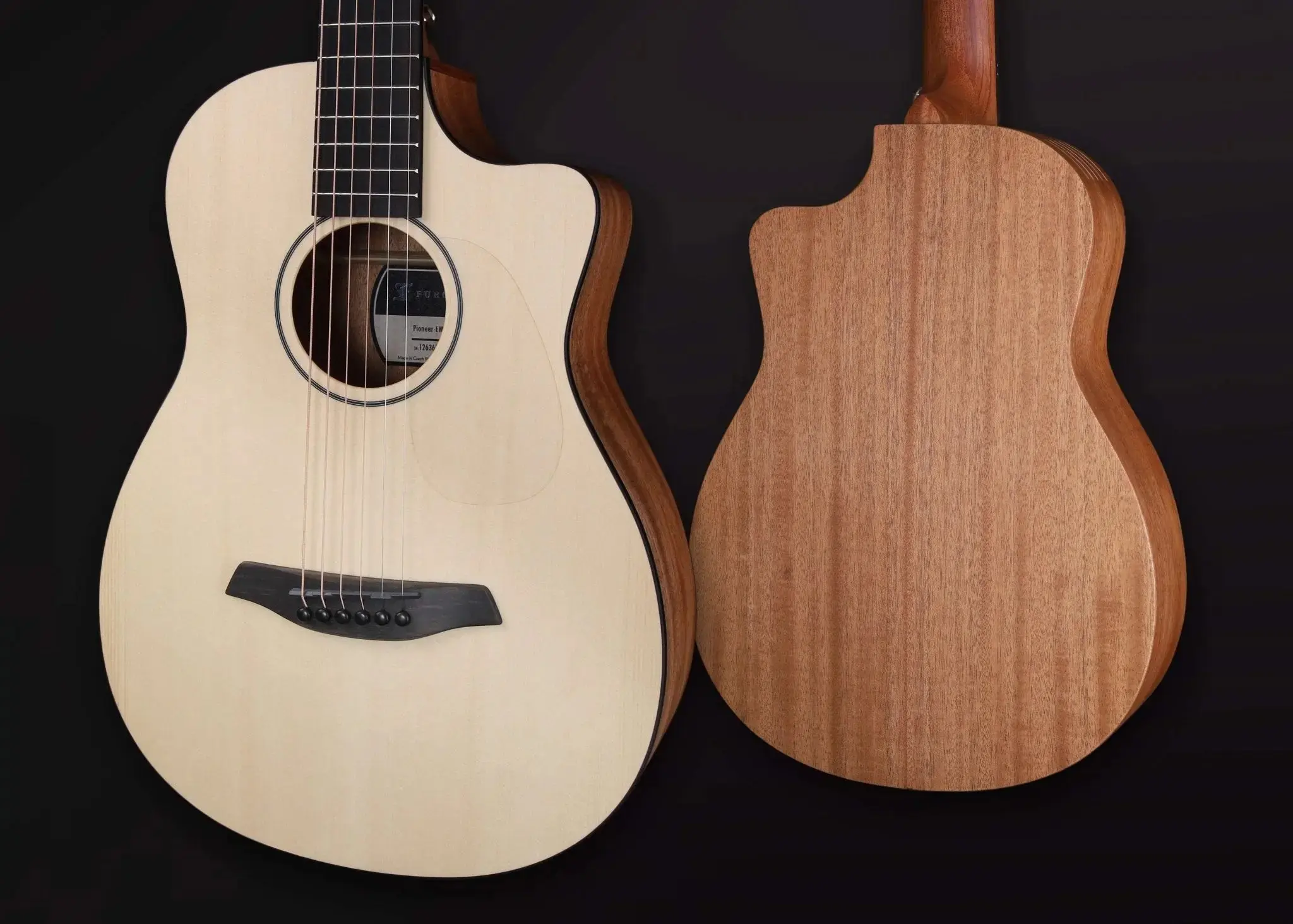 Furch Pioneer EM Left Handed: Engelmann spruce top with African mahogany back and sides. (Furch Mini / Travel Guitar) (2026 CNR Active Upgrade Model) Left Handed - Image 12