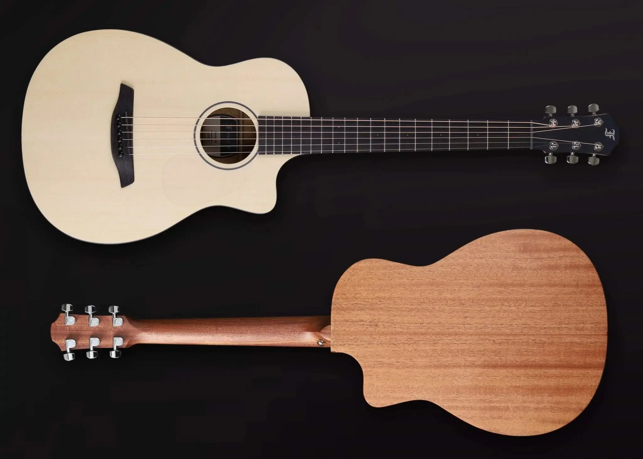 Furch Pioneer EM Left Handed: Engelmann spruce top with African mahogany back and sides. (Furch Mini / Travel Guitar) (2026 CNR Active Upgrade Model) Left Handed - Image 9