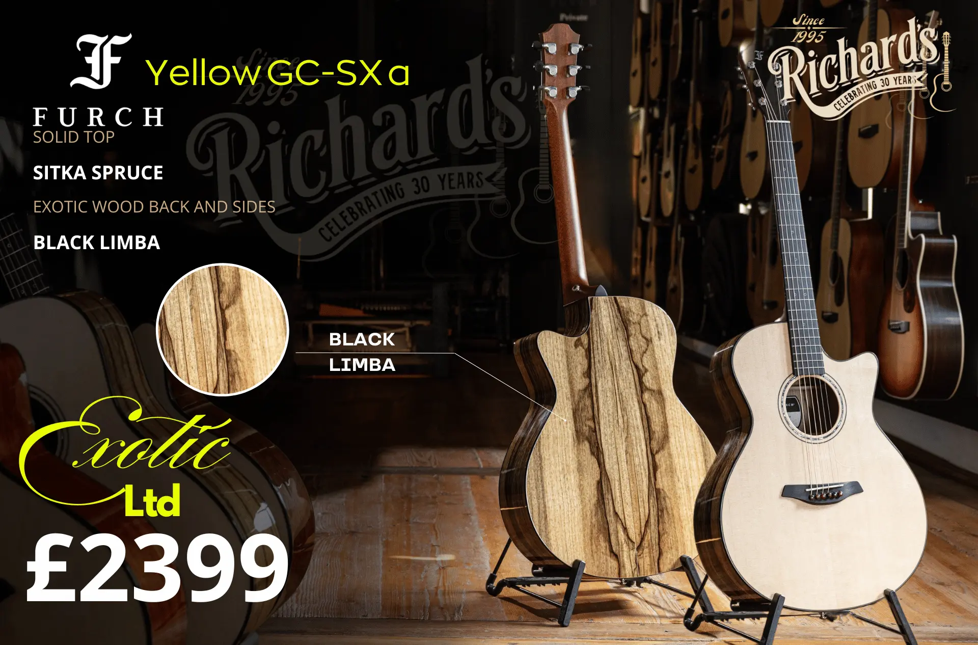 Furch Yellow Black Limba GC SX Exotic Ltd Series Acoustic Guitar Just £1999 - Image 12