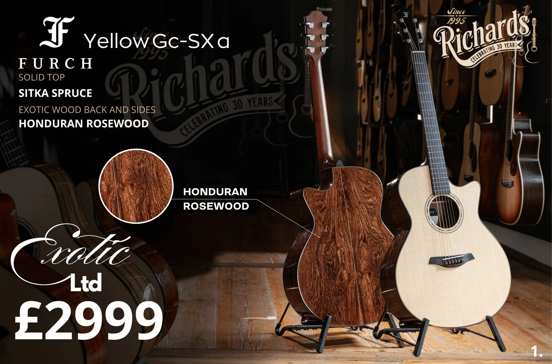 Furch Yellow Honduran Rosewood Gc SX Exotic Ltd Series Acoustic Guitar - Image 4
