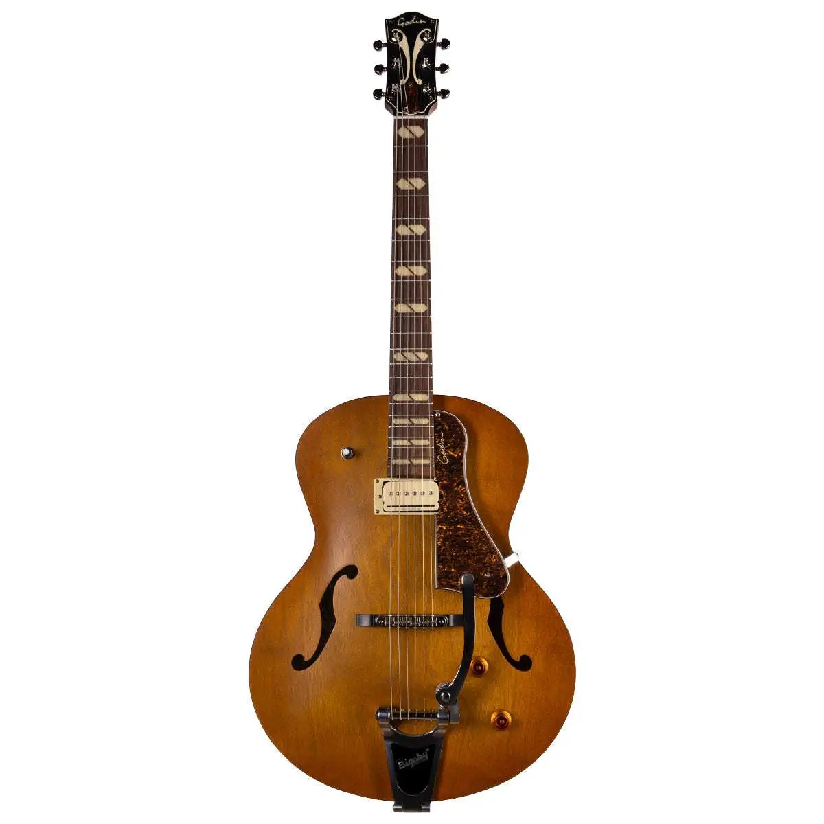 Godin 5th Avenue Jumbo P-Rail Semi-Acoustic Guitar ~ Harvest Gold - Image 23