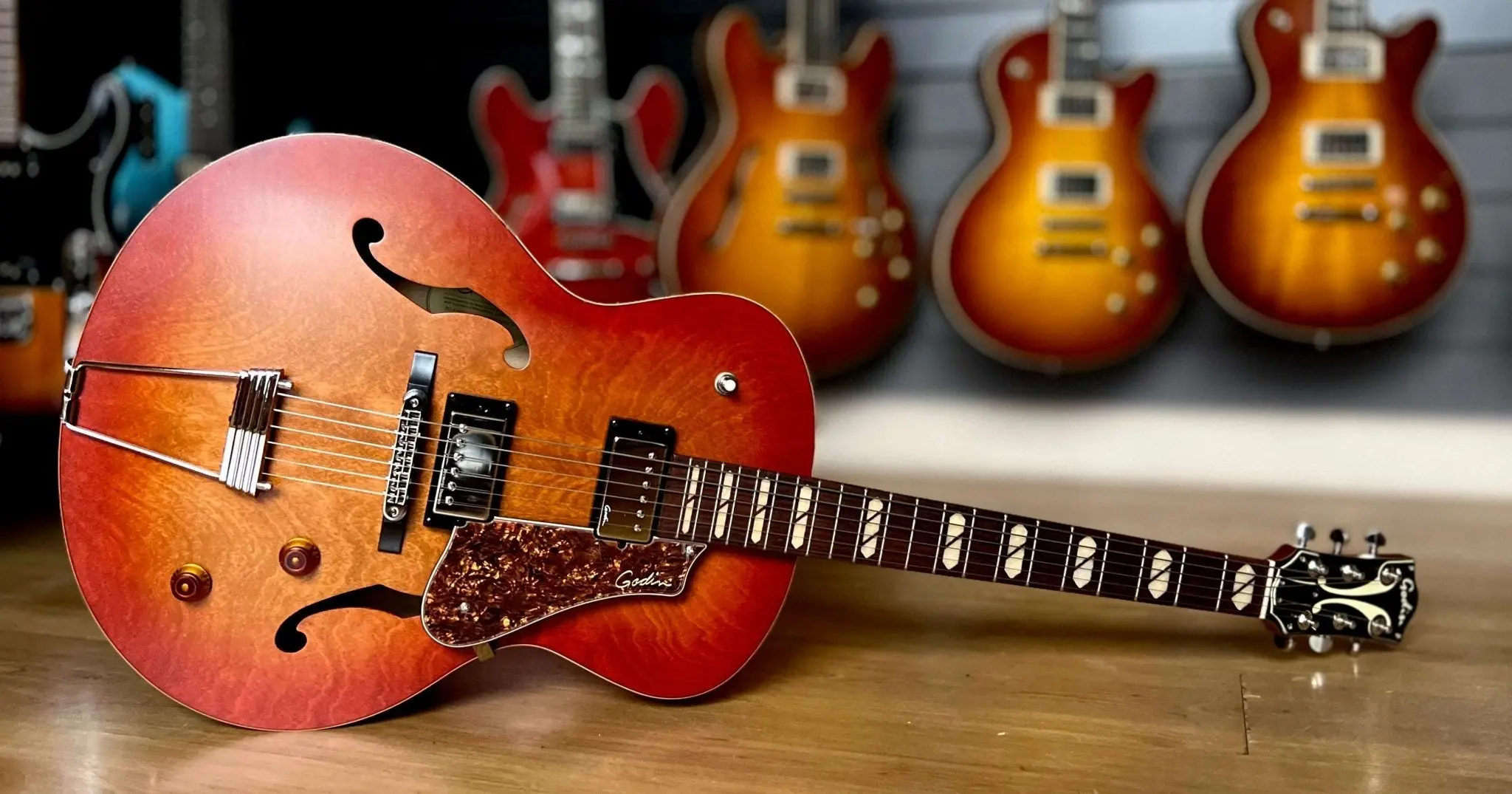Godin 5th Avenue Jumbo Semi-Acoustic Guitar ~ Memphis Sun - Image 13