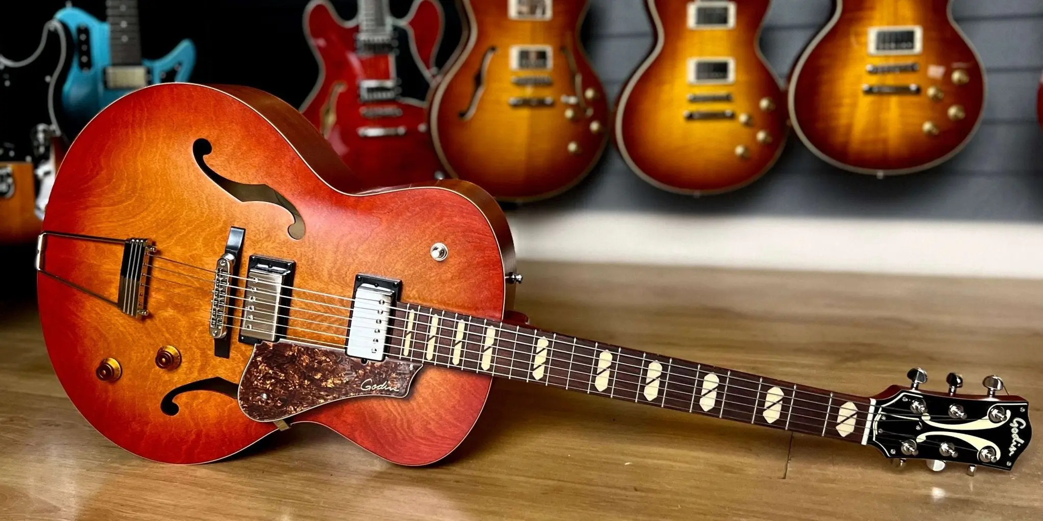Godin 5th Avenue Jumbo Semi-Acoustic Guitar ~ Memphis Sun - Image 14