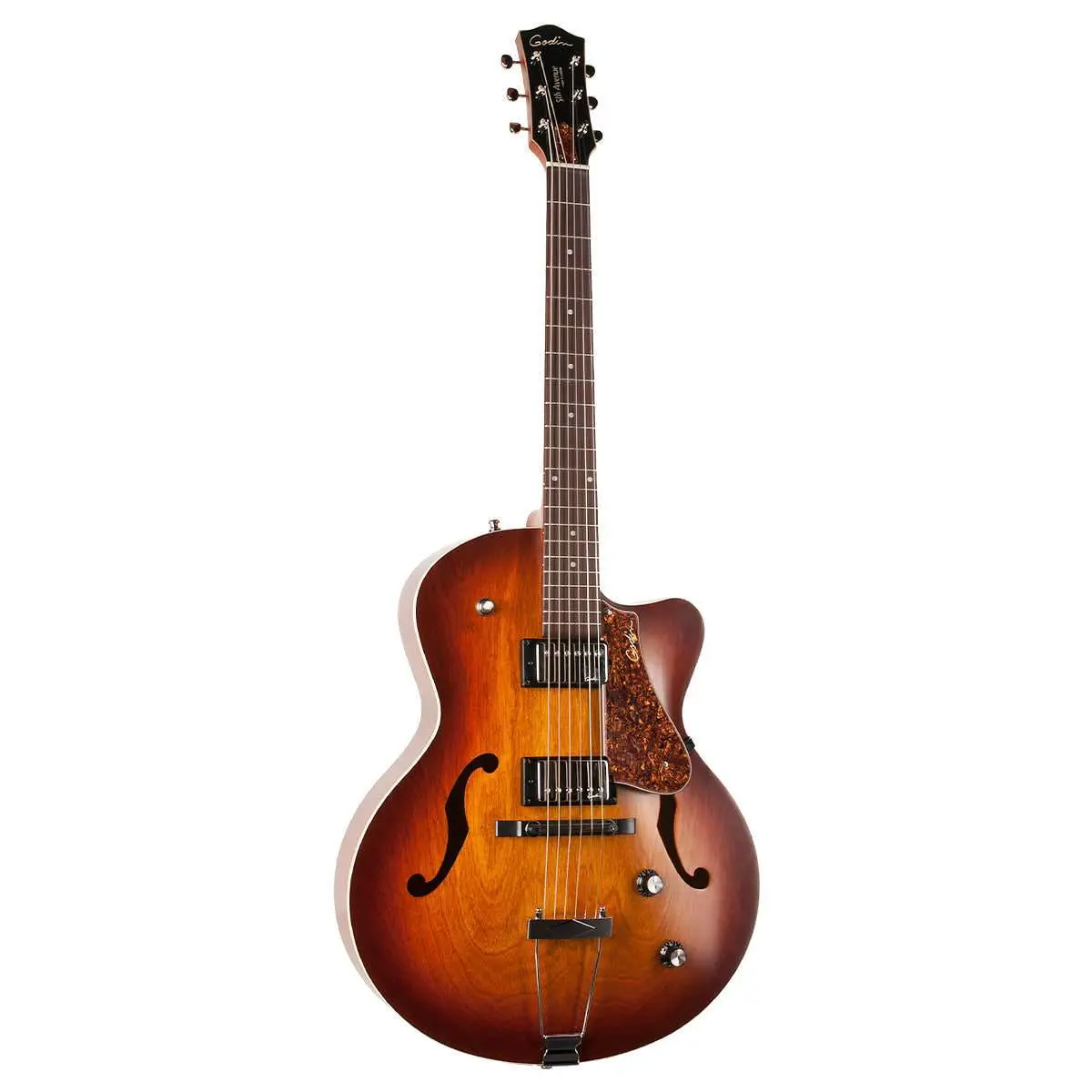 Godin 5th Avenue Semi-Acoustic Guitar ~ Cognac Burst Kingpin CW II HB - Image 2