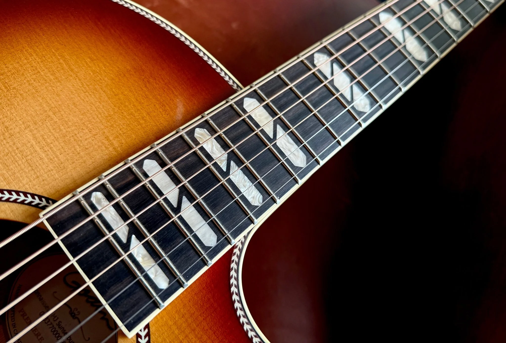 Godin Connaisseur MJ Sunsetburst Maho Electro Acoustic Guitar - Image 9
