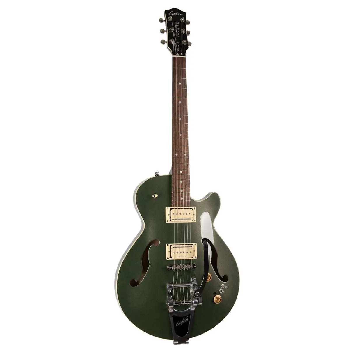 Godin Montreal Premiere LTD Semi-Acoustic Guitar ~ Desert Green with Bigsby and Bag - Image 2