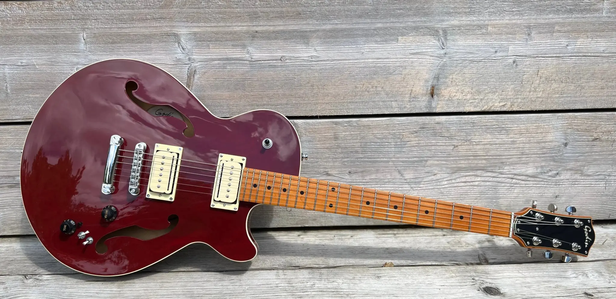 Godin Montreal Premiere Pro Semi-Acoustic Guitar ~ Aztek Red - Image 13