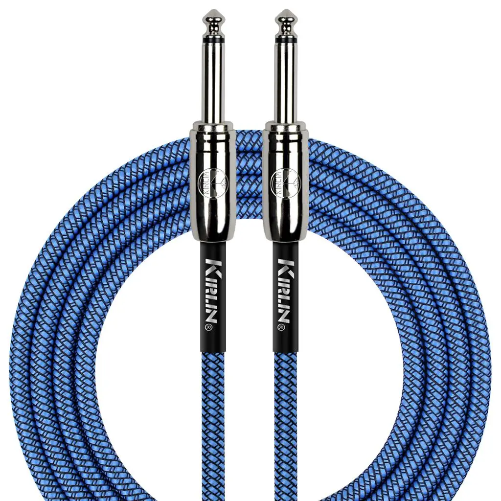 Kirlin Fabric 10' Straight  Blue Guitar Cable - Image 2