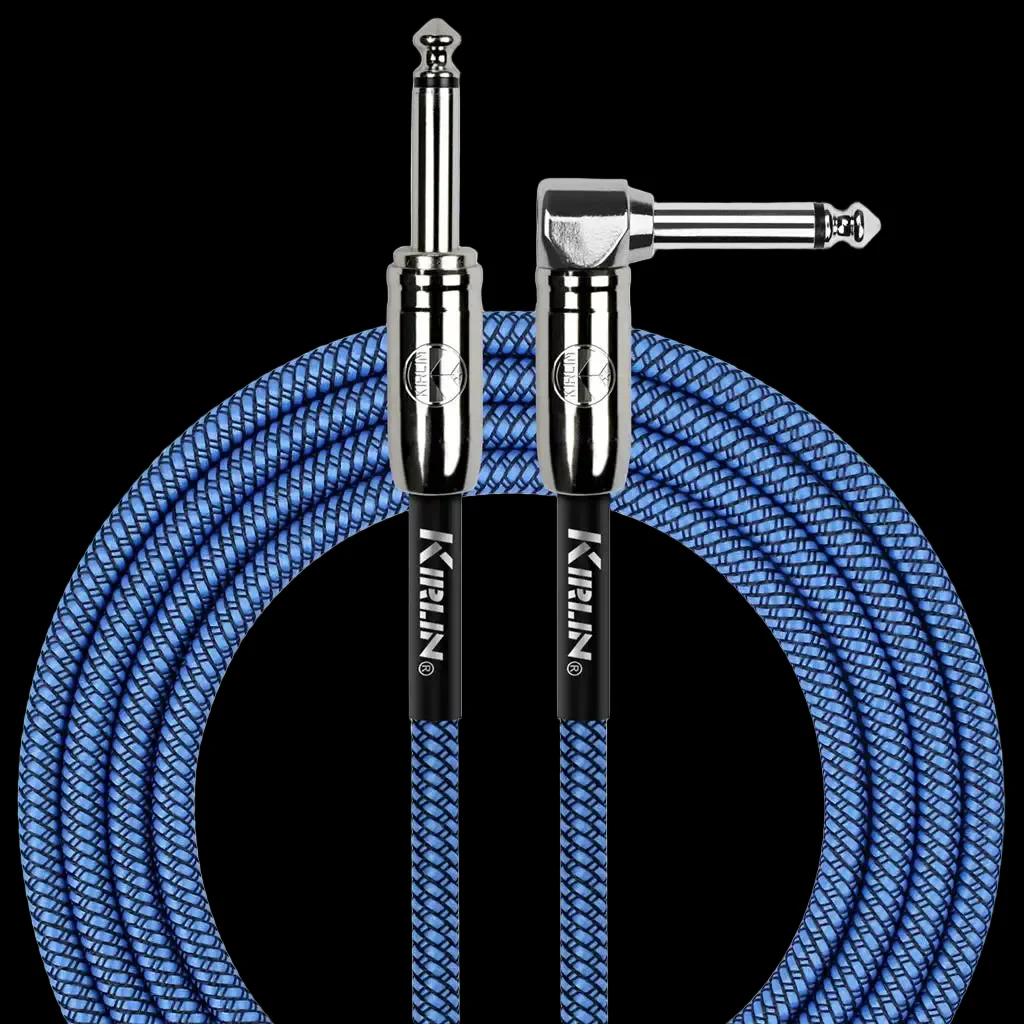 Kirlin Fabric 10' Strt To Angle  Blue Guitar Cable - Image 2