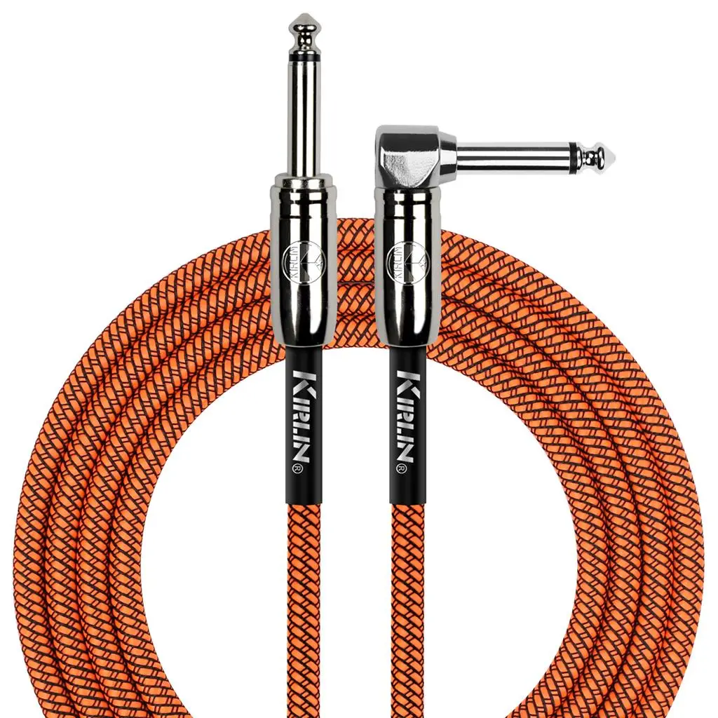 Kirlin Fabric 10' Strt To Angle Orange Guitar Cable - Image 2