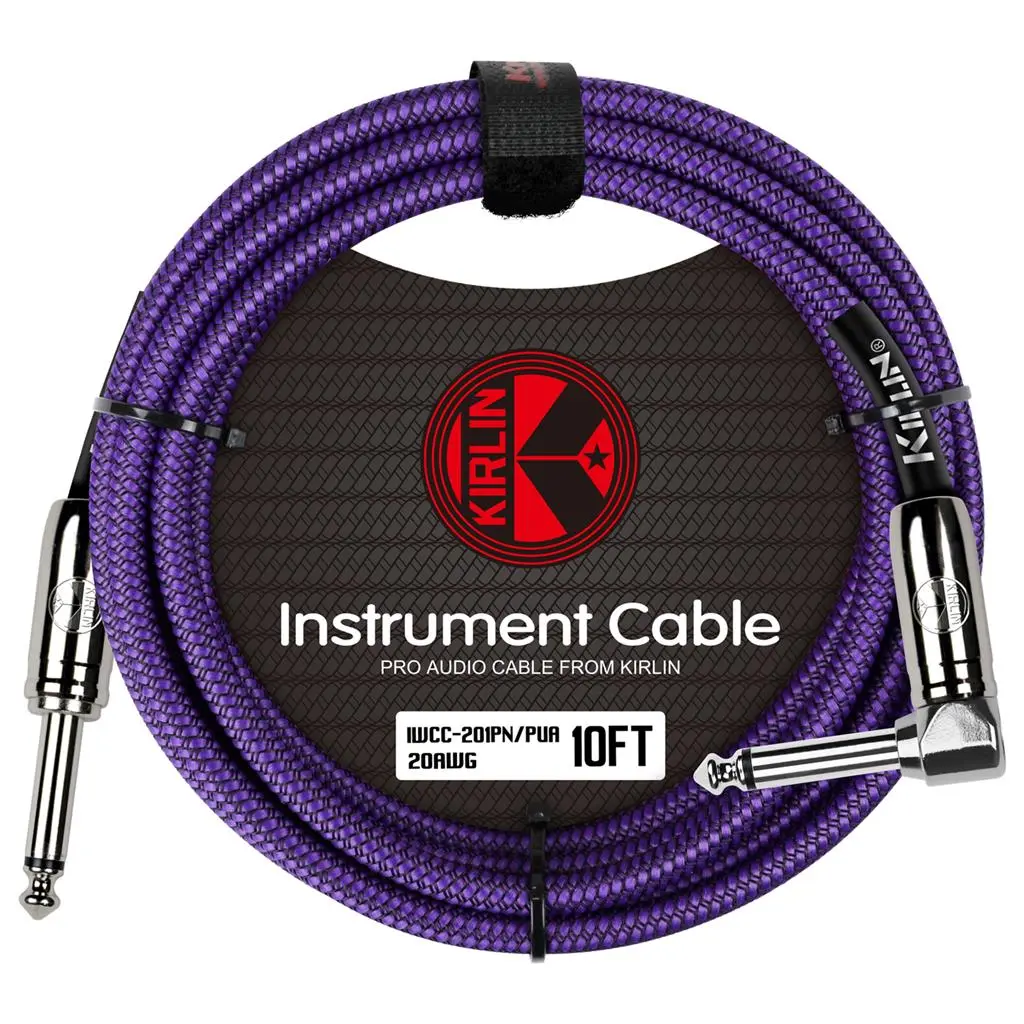 Kirlin Fabric 10' Strt To Angle Purple Guitar Cable - Image 2