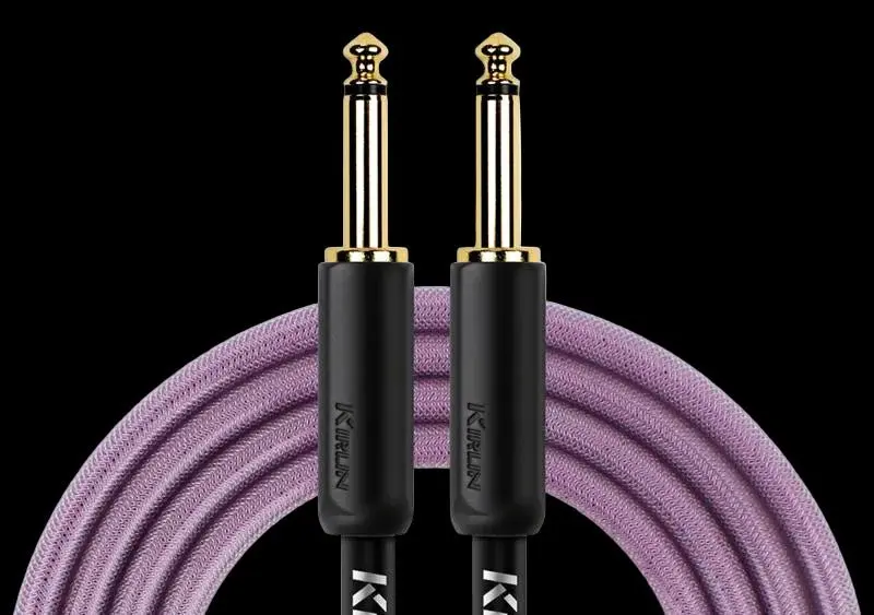Kirlin IPW201 BEG-PU Fabric Gel 20' Straight  Purple Guitar Cable - Image 2