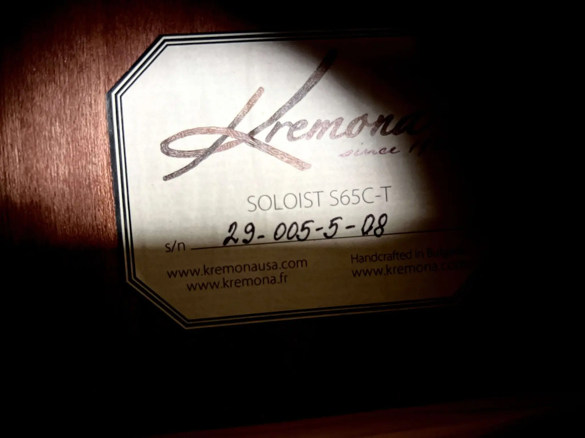 Kremona S65C, Solid Red Cedar, Sapelli Veneer - Image 6