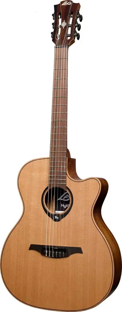 LAG HyVibe 10 H2 - Nylon Strung Auditorium Cutaway Electro Acoustic Guitar - Image 4