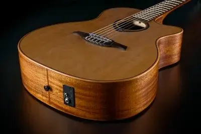 LAG HyVibe 10 H2 - Nylon Strung Auditorium Cutaway Electro Acoustic Guitar - Image 6