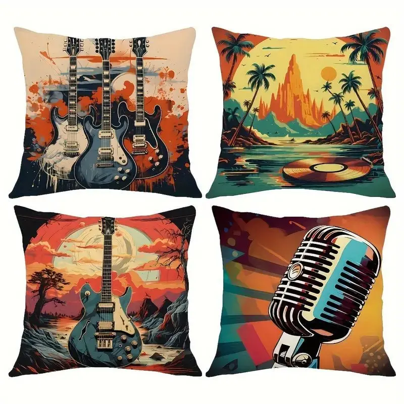 "Music Room" 4 Piece Cushion Covers Set (45cm x 45cm) - Image 3